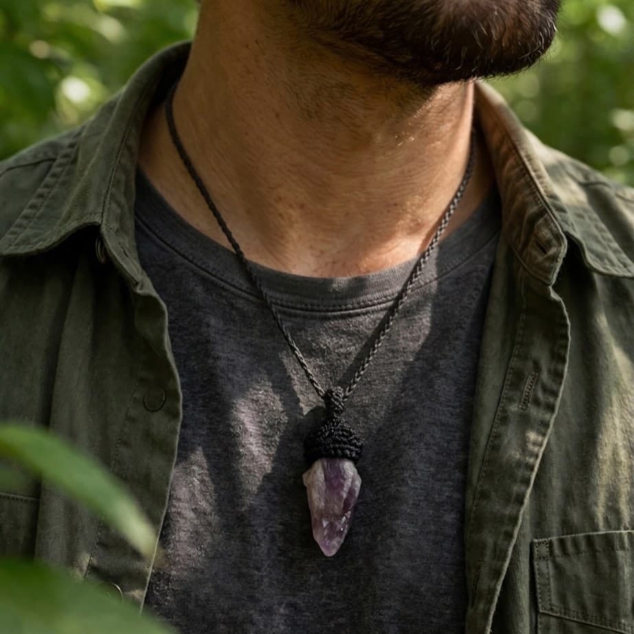 Pulsera artesanal con piedra natural, detalle de los materiales usados en Lugo